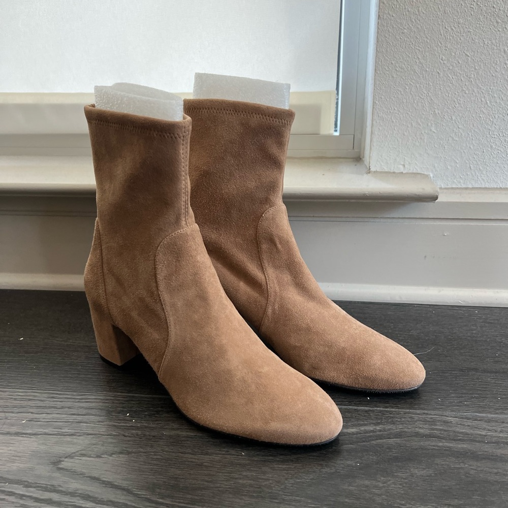 NWT Stuart Weitzman Yuliana 60 Sock Bootie Camel Suede